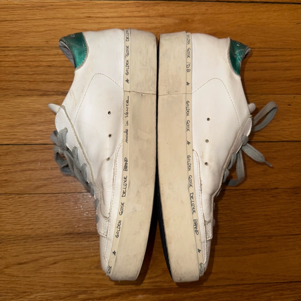 Golden Goose Hi Star Sneakers Glitter Star Shoes Green Back 36/ 6 - Picture 7 of 7